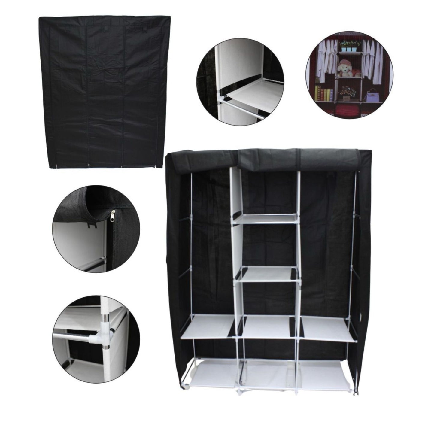 Armario 3 Puestos de Tela Portátil | Closet Organizador Plegable