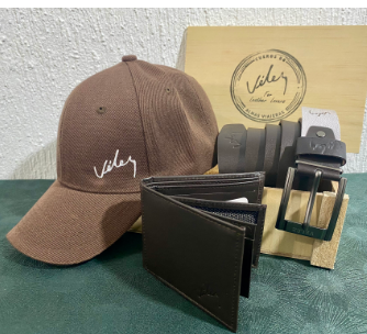 Trío Caballero con Caja de Regalo | Gorra + Correa + Billetera en Cuero