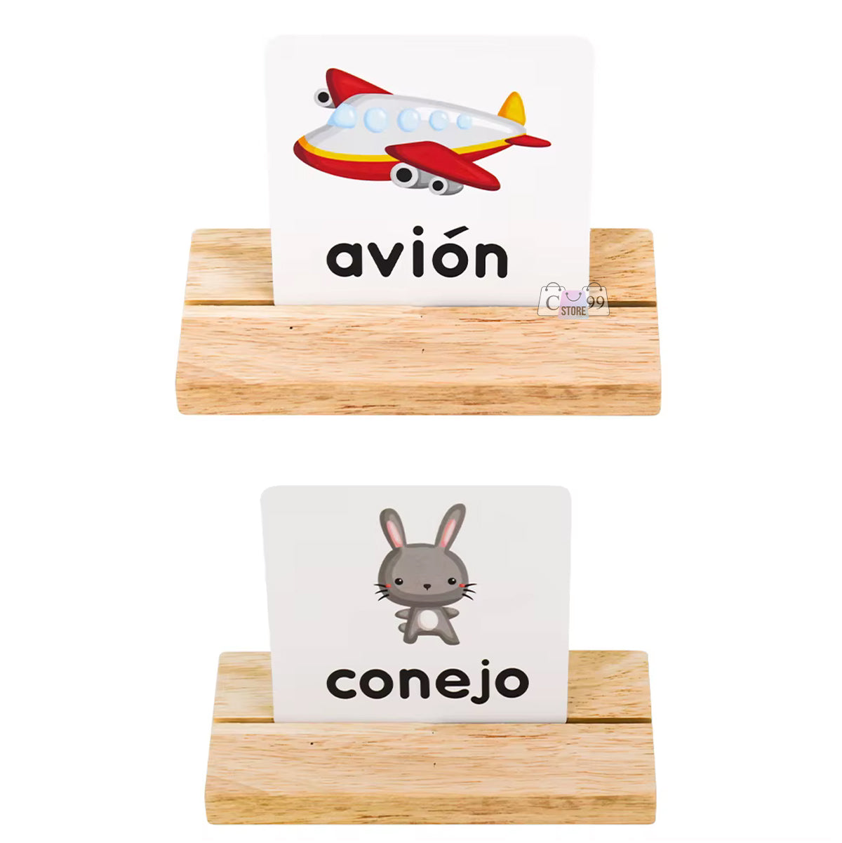 Juego de Ortografía Infantil en Español | Aprendizaje Divertido con Tarjetas, Letras y Soporte de Madera