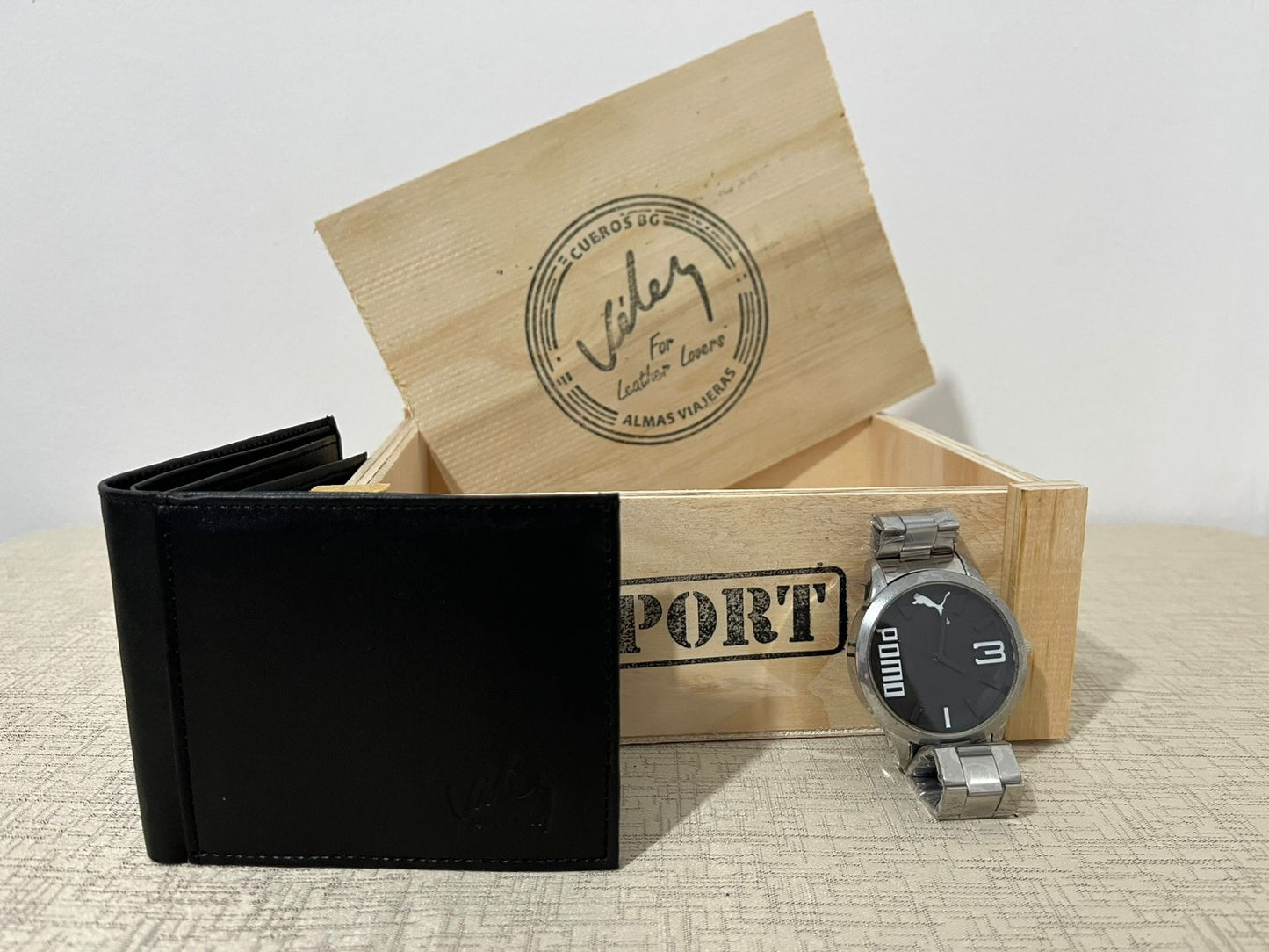 Duo Caballero — Reloj + Billetera en Cuero con Caja de Regalo