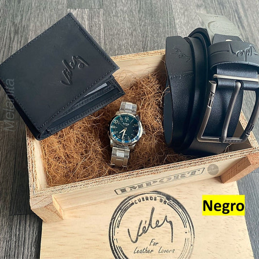 Combo Hombre Réplica Vélez | Reloj + Correa en Cuero + Billetera + Caja Exclusiva