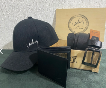 Trío Caballero con Caja de Regalo | Gorra + Correa + Billetera en Cuero