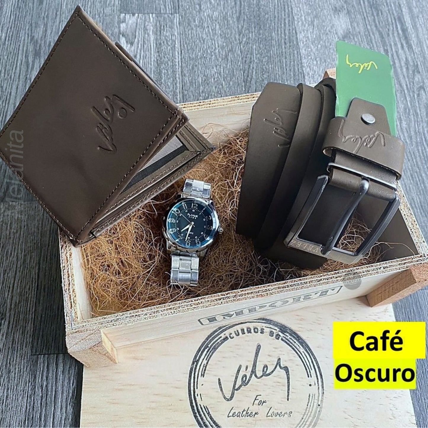 Combo Hombre Réplica Vélez | Reloj + Correa en Cuero + Billetera + Caja Exclusiva