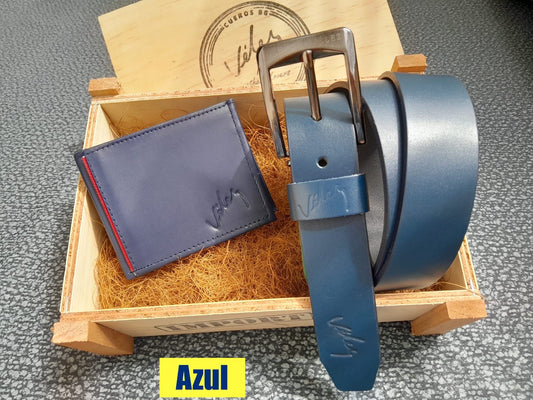 Dúo Vélez: Correa Lisa + Billetera + Estuche de Lujo