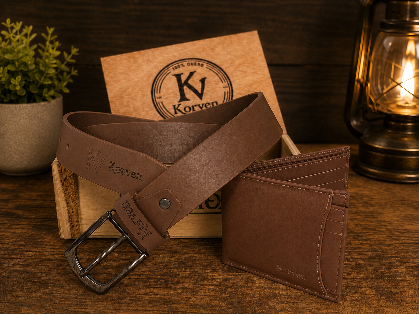 Duo KORVEN Correa Billetera Cuero CAJA