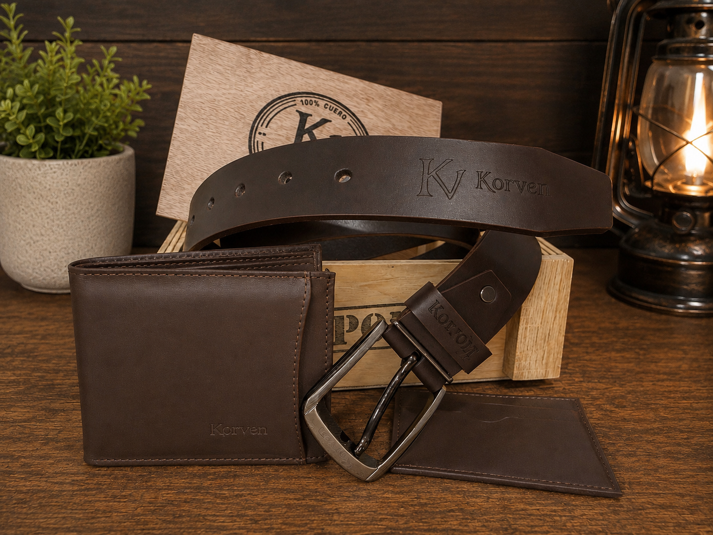 Duo KORVEN Correa Billetera Cuero CAJA