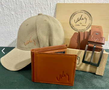 Trío Caballero con Caja de Regalo | Gorra + Correa + Billetera en Cuero