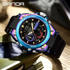 Reloj Sanda 3302 | Deportivo Multifunción Doble Hora
