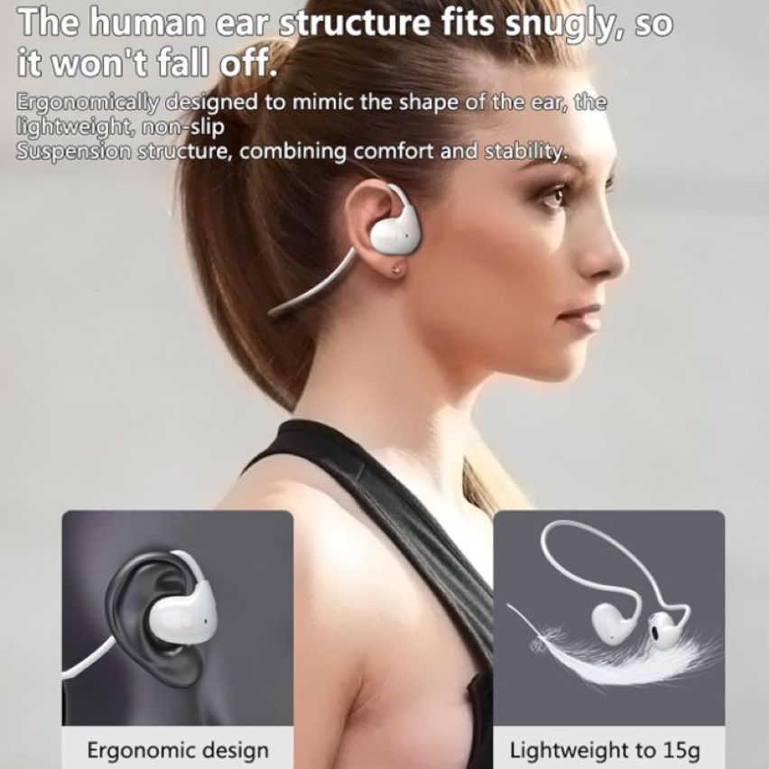 Audífonos de Conducción Ósea Open Ear Blancos - Imagen 3